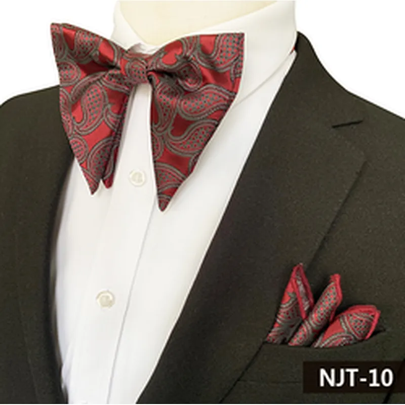 Custom Pocket Squares for Men Casual Paisley Men Bow Tie Sets Handkerchief Set Polyester Mens Bow Ties and Hanky Sets