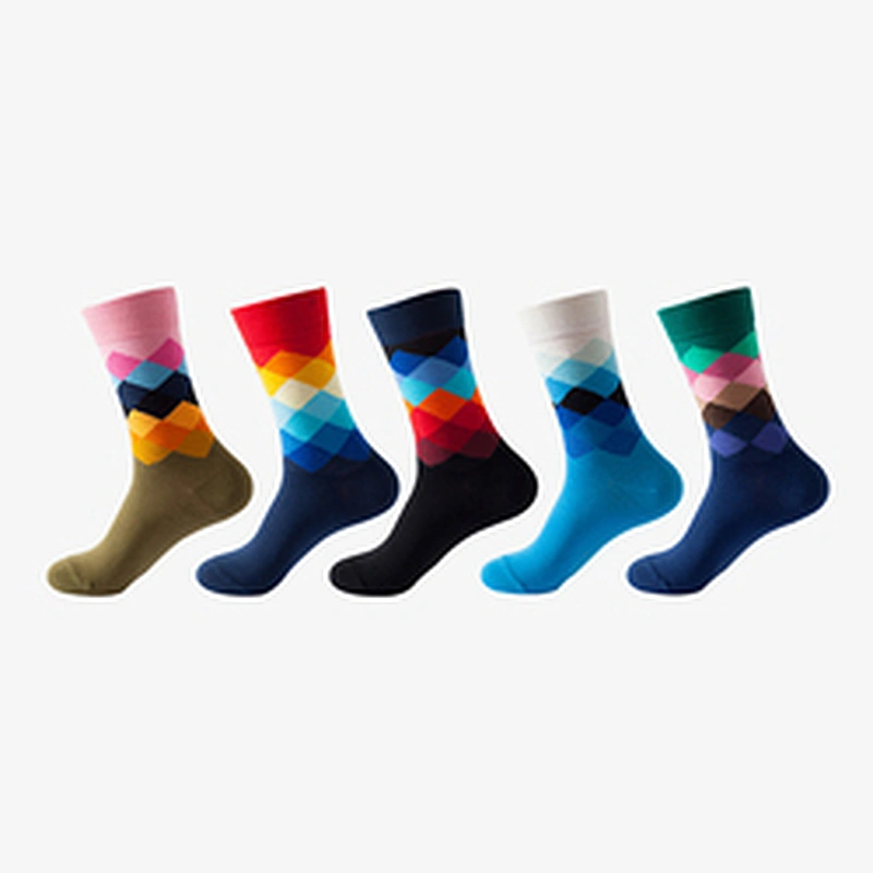 custom 40 units of men's novelty woven colorful crew patterned socks size EU37-44