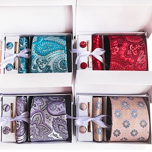Paisley Neckties With Pocket Squares Casual Men Ties and Hanky Set Custom Tie Pocket Square and Cufflink Set