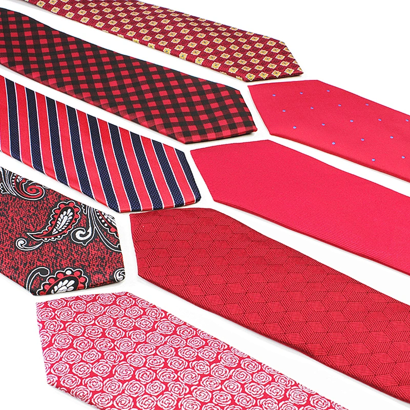 Necktie Manufacturer Sublimation Neck Tie Gift Set Boite A Cravate En Soie Red Striped Jacquard Silk Necktie For Men