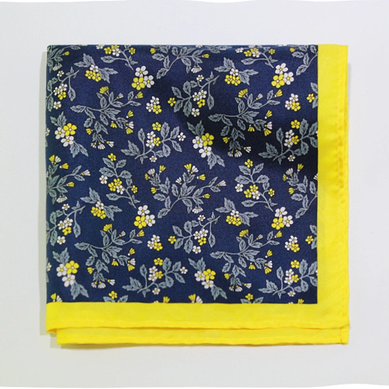 100% Silk Men's Elegant Floral Pocket Squares Handkerchief Men Printed High Quality Gift Box Set With LOGO