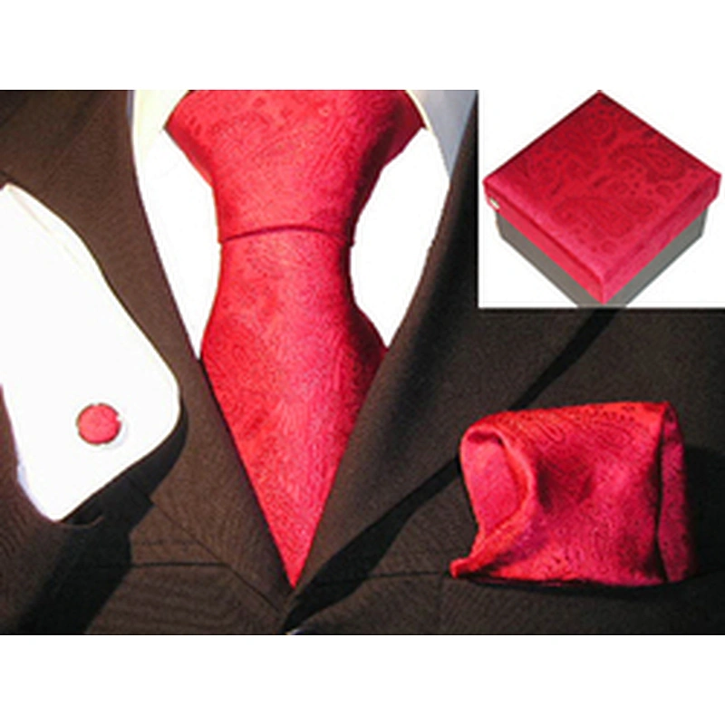 Wholesale Silk Tie Set Luxury Neckties With Pocket Square Men Handkerchief In Gift Box Custom Tie Pocket Square and Cufflink Set