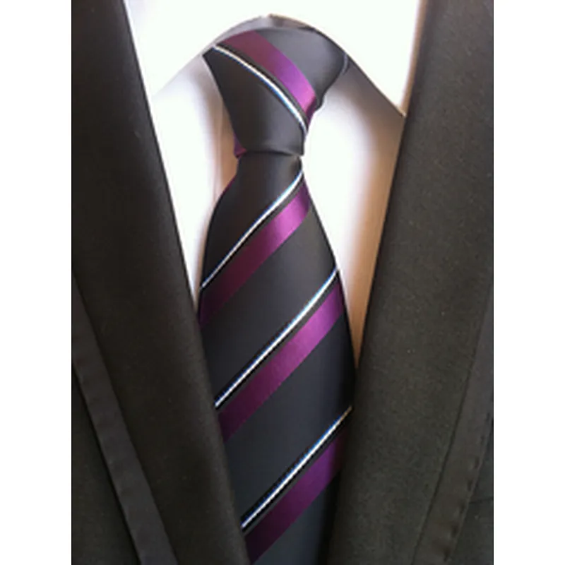 Wholesale Business Silk Ties Formal Stripe Silk Neckties Men Polyester Jacquard Woven Cravate Homme