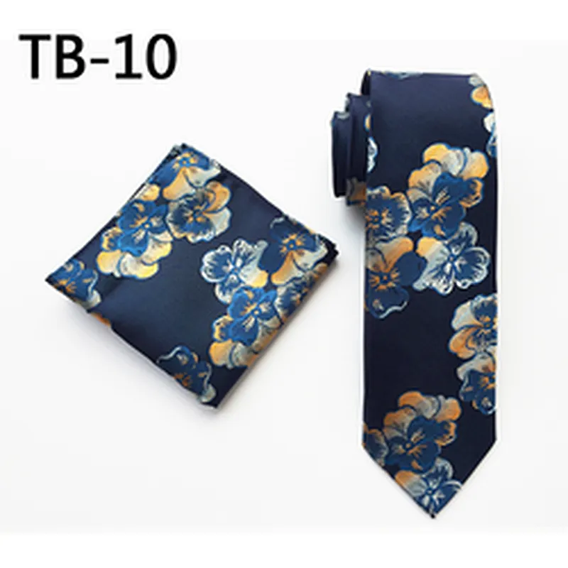 Wholesale Men Ties and Hanky Set Fashion Floral Neckties with Pocket Square Grid Ensemble Cravate Mouchoirs