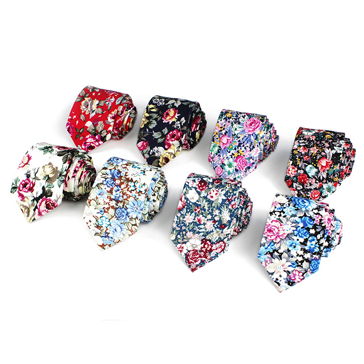 Custom Cotton Necktie Leisure Floral Tie Cotton Ties Printed Neck Ties For Men