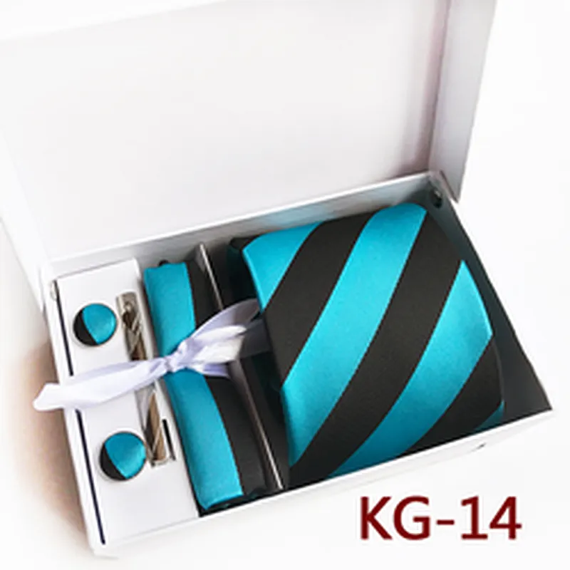Classic Stripe Neckties with Pocket Squares Custom Men Ties and Hanky Set Tie Clip Pocket Square and Cufflink Set Gift Box