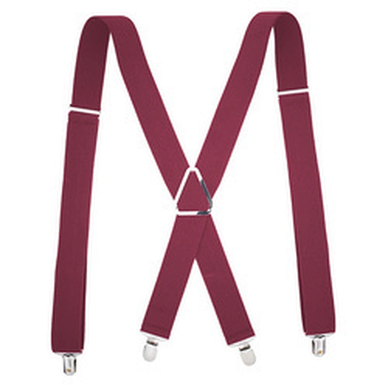 Wholesale 35mm width solid color Adjustable 4 Clip X-Back Heavy Duty Clip Mens Suspenders Elastic Pants Braces