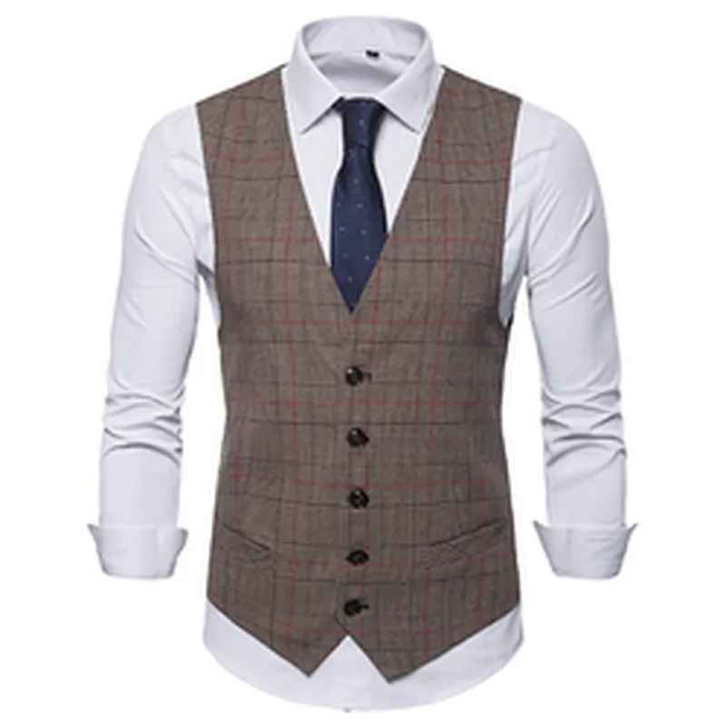 Striped Men Vest Waistcoat Formal Single Breasted Suit Vest Men Cotton Black Gilet Vest