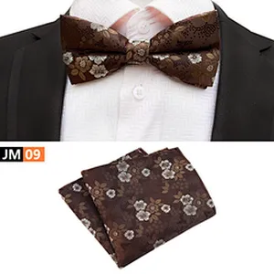 Custom Mens Bow Ties and Hanky Sets Floral Men Bow Tie Sets Handkerchief Set Fashion Pocket Squares for Men