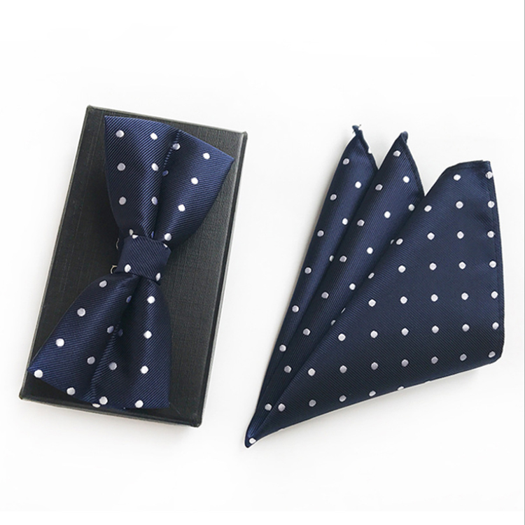 Classic Mens Bow Ties and Hanky Sets Custom Pocket Squares for Men Stripe Men Bow Tie Sets Handkerchief Set