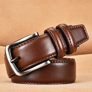 Wholesale Fashion mens Casual Adjustable Alloy Buckle Leather Belts 100% Genuine Leather Belt