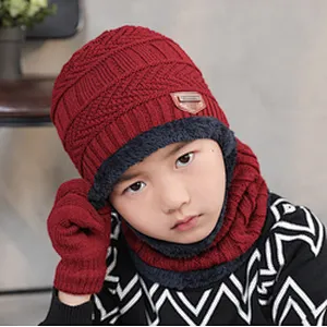 High quality children winter hats Cute Winter boy Caps knitted Boy Warm Pompom Beanies children beanie hats