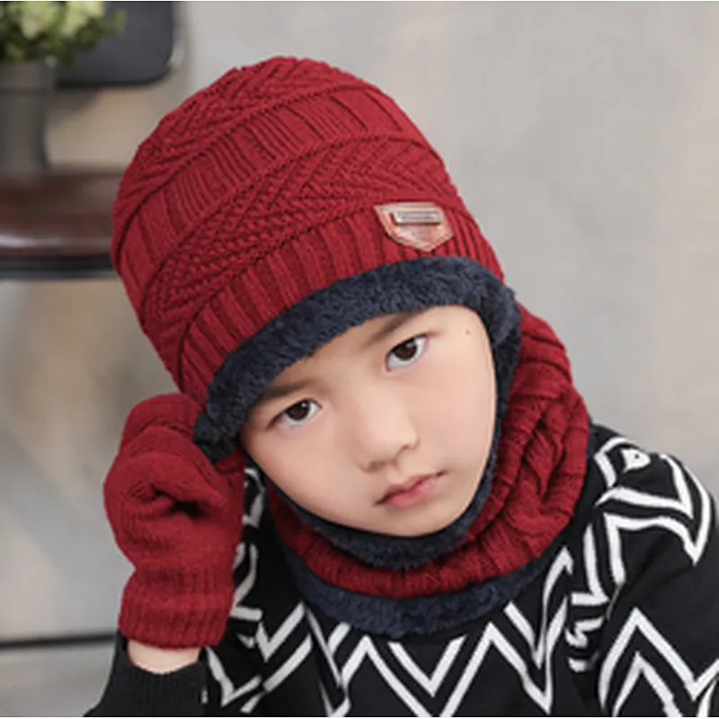 High quality children winter hats Cute Winter boy Caps knitted Boy Warm Pompom Beanies children beanie hats