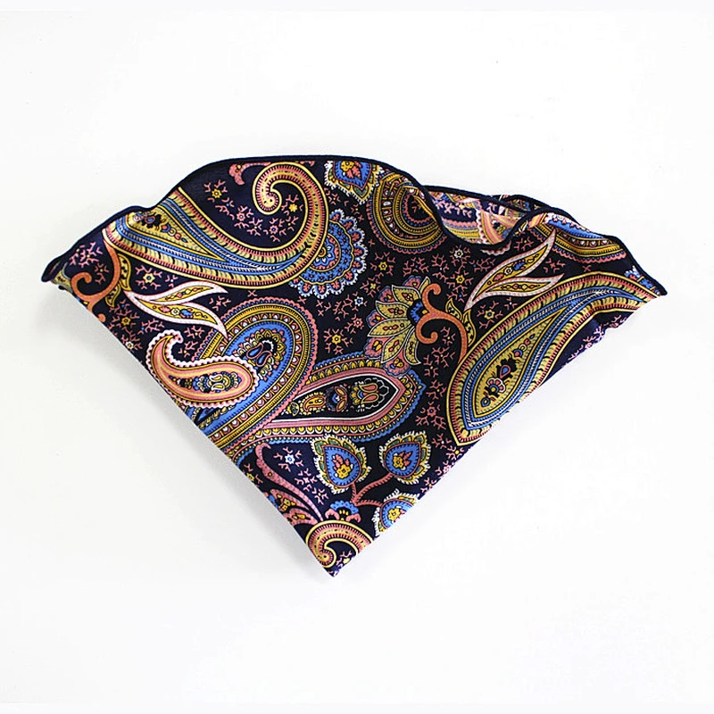 Factory Manufacturer Round Men's Pocket Squares Stylish Men Hanky Soft Handkerchief  100% Silk Custom  Printed Logo