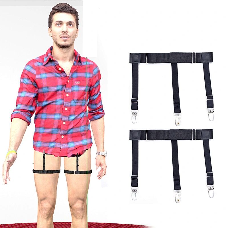 Wholesale Mens Shirt Holder Straps Adjustable Elastic Shirts Garters with Non-slip Locking Clamps