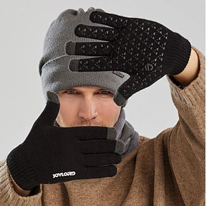 Neck warmer knitted hat scarf set fur Wool Lining Thick Warm Knit beanies Winter Hat For men women Cap
