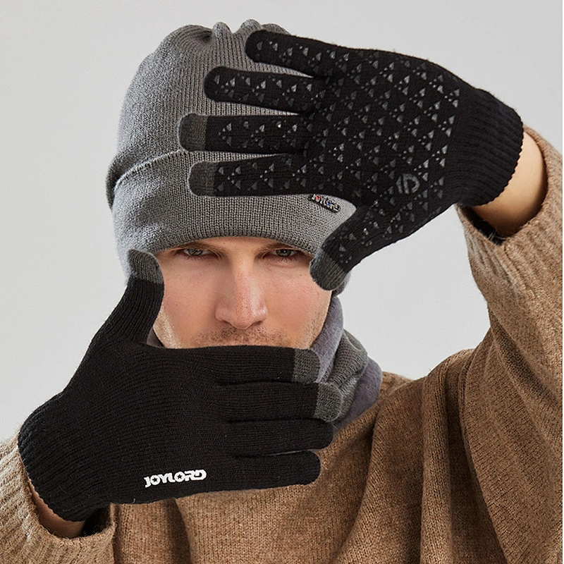 Neck warmer knitted hat scarf set fur Wool Lining Thick Warm Knit beanies Winter Hat For men women Cap
