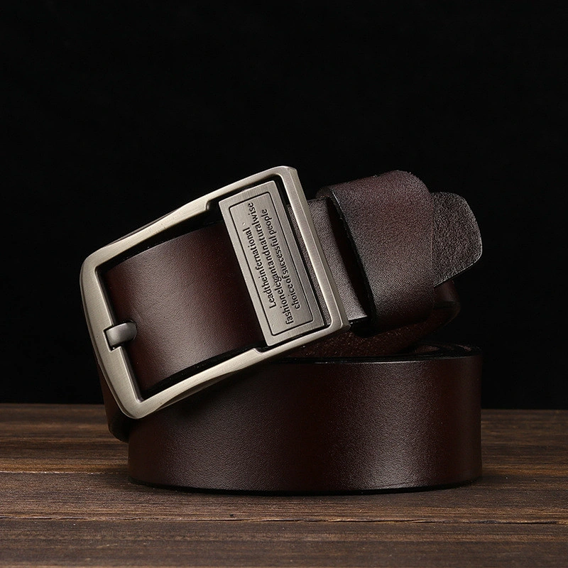 Wholesale Custom New Adjustable Casual Pin Buckle Belt Fashion Luxury Business Men Black Genuine Leather Belt