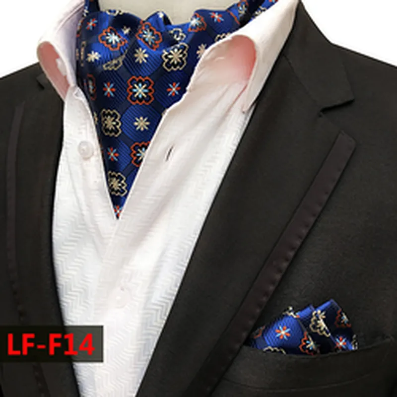 Classic Handkerchief for Men Fashion Paisley Cravate Homme Hanky Set Polyester Folard Mens Ascot Jacquard Woven