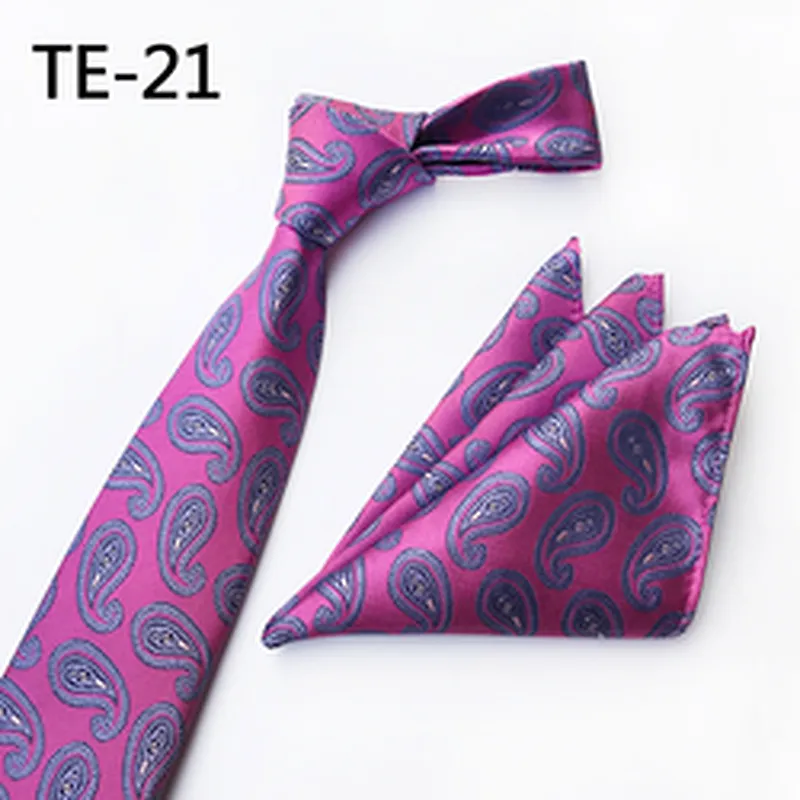 Fashion Men Ties and Hanky Set Custom Paisley Neckties with Pocket Square Casual Ensemble Cravate Mouchoirs