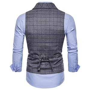 Slim Fit Business Clothes Formal Plaid Men Vest Waistcoat Cotton Suit Vest Men Chalecos Hombre Double Breasted