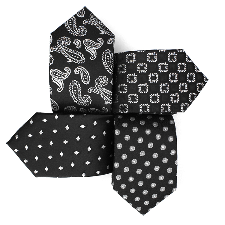 Fashion Custom Logo Business Mens Black Silk Neck Ties For Men