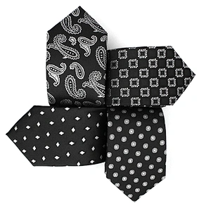 Fashion Custom Logo Business Mens Black Silk Neck Ties For Men