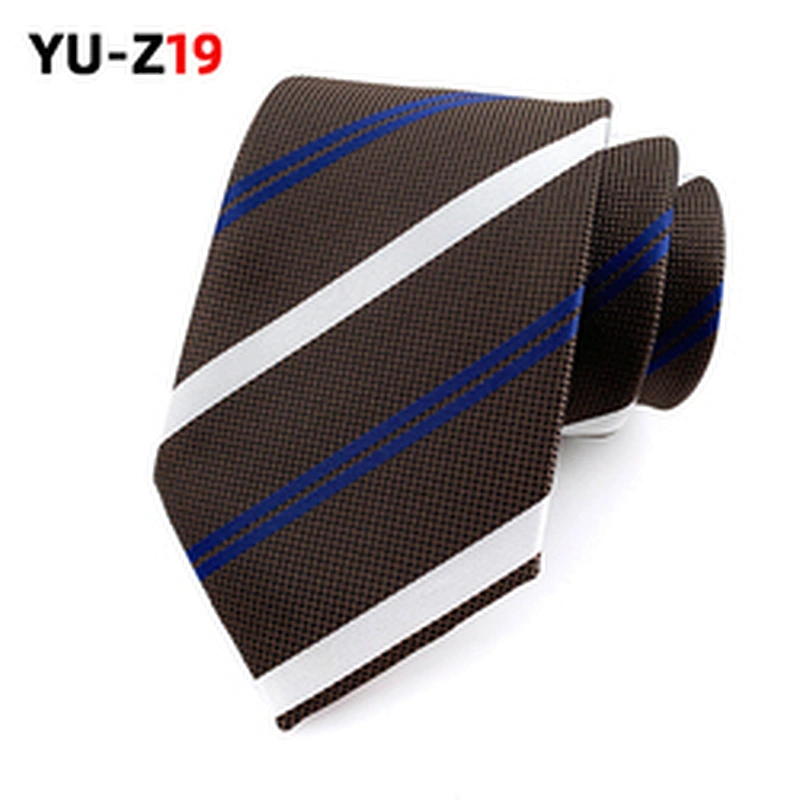 Custom Mens Neck Tie Classical Striped Necktie Wholesale Woven Jacquard  polyester tie