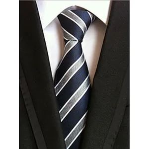 Wholesale Business Silk Ties Formal Stripe Silk Neckties Men Polyester Jacquard Woven Cravate Homme