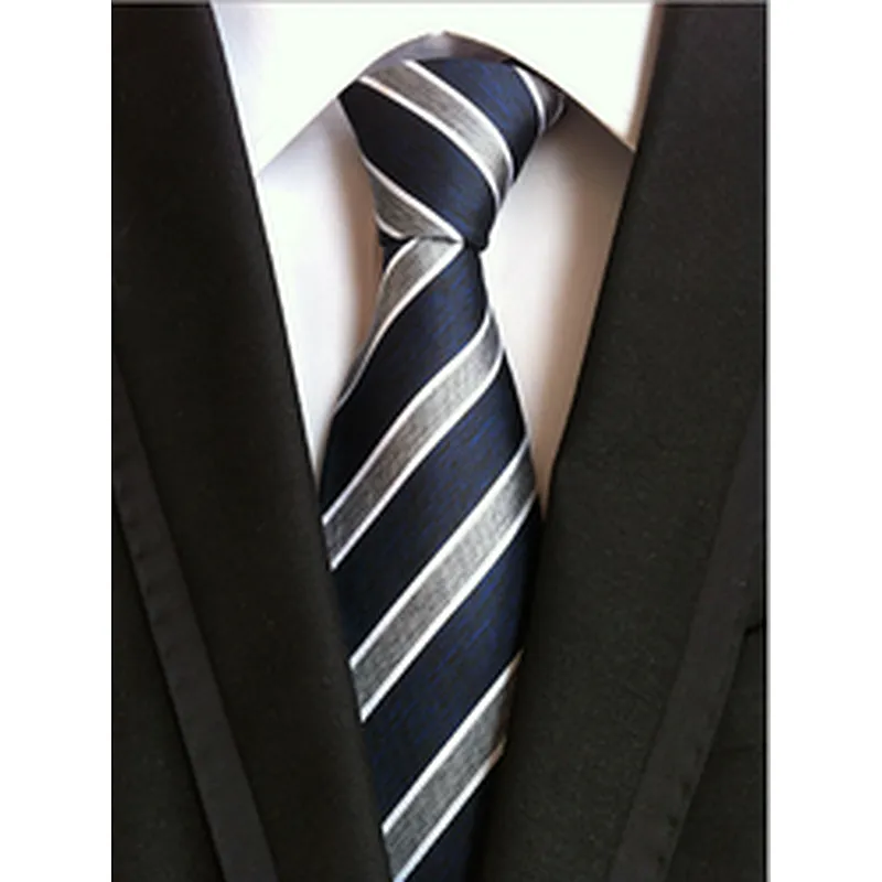 Wholesale Business Silk Ties Formal Stripe Silk Neckties Men Polyester Jacquard Woven Cravate Homme