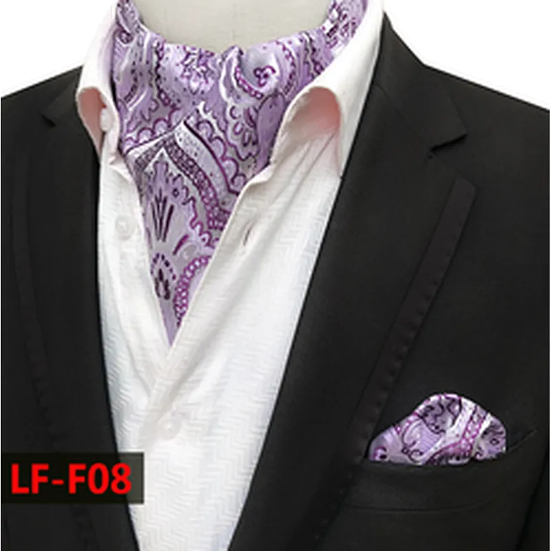 Fashion Folard Mens Ascot Classic Cravate Homme Paisley Jacquard Woven Hanky Set Polyester Hankerchief for Men