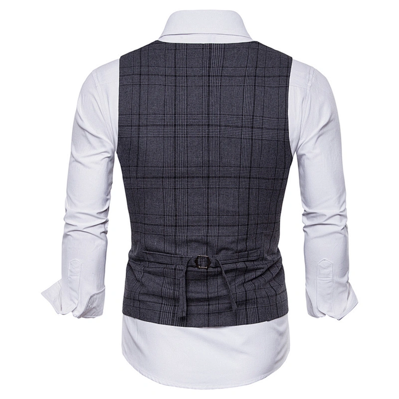 Casual Striped Chalecos Hombre Custom Suit Vest Men Double Breasted Formal Cotton Men Vest Waistcoat