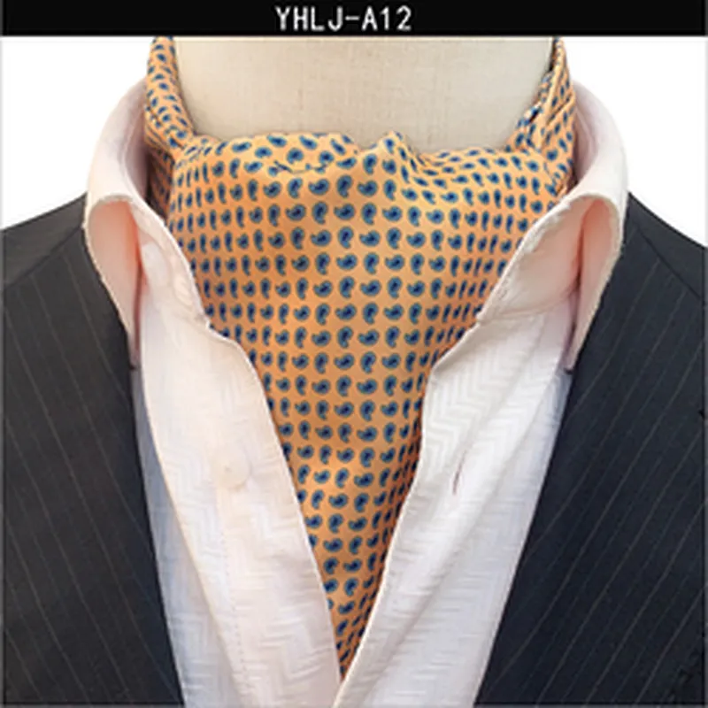 Casual Grid Folard Mens Ascot Jacquard Woven Ties For Men Italian Classic Paisley Cravate Homme