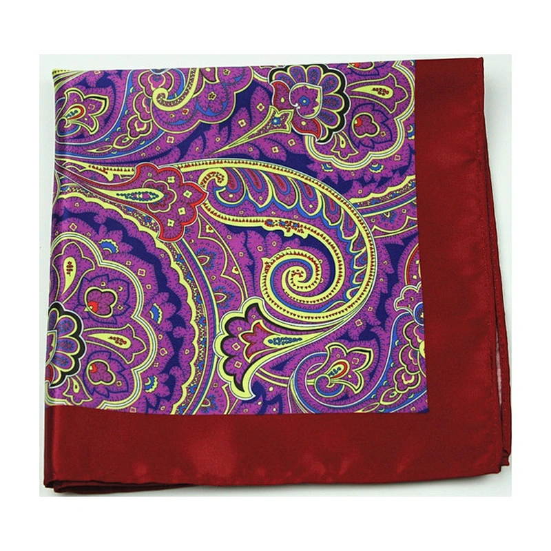 BEST SELLER Colorful Pocket Square Fancy Handkerchiefs for Father and Son 100% Silk Men Custom Logo Printed