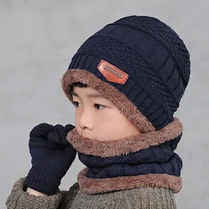 High quality children winter hats Cute Winter boy Caps knitted Boy Warm Pompom Beanies children beanie hats