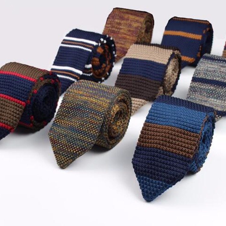 Knitted Coral Tie Krawatte Seide Mens Striped Knitted Necktie Knitted Ties Men Custom Logo polyester Knitted Tie