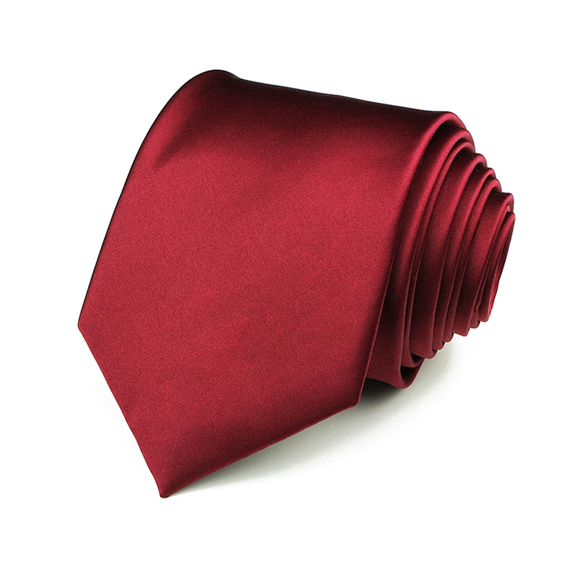 Custom Necktie Set Fashionable Gravata Masculina Jacquard Woven Wine Red Plain Polyester Ties