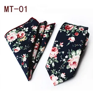Floral Neckties with Pocket Squares Casual Neck Ties For Men Classic Men Ties and Hanky Set