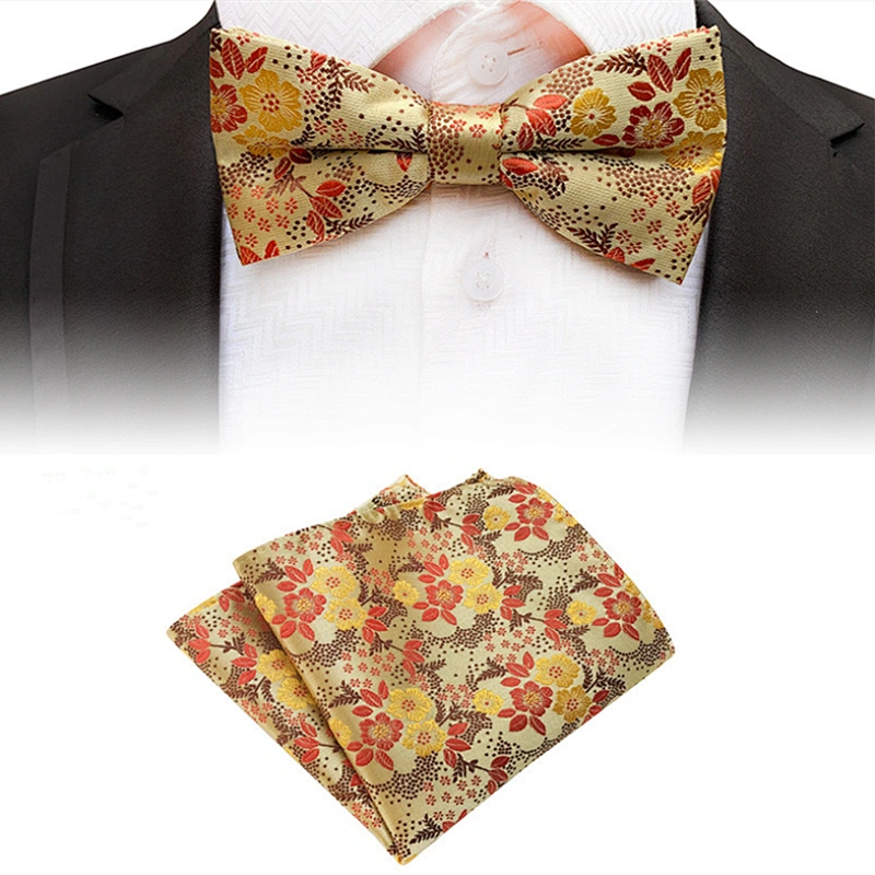 Casual Pocket Squares for Men Floral Men Bow Tie Sets Handkerchief Set Custom Mens Bow Ties and Hanky Sets