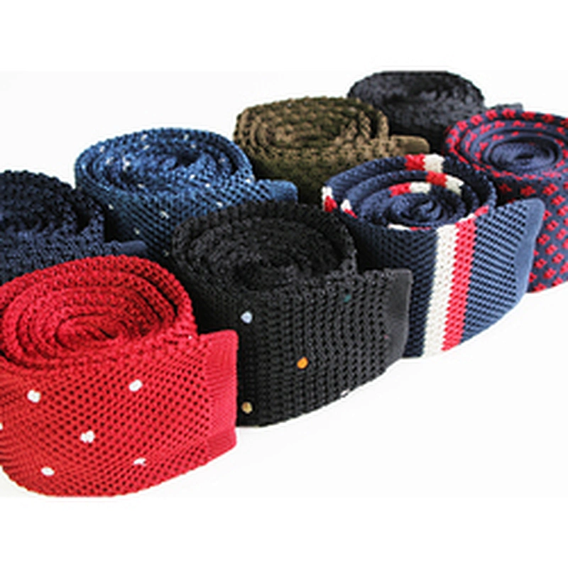 fashion mens polyester plain knit tie