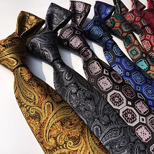 Custom Jacquard Woven Gravatas Masculina Polyester Lattice Neck Ties For Men Luxury Paisley Necktie