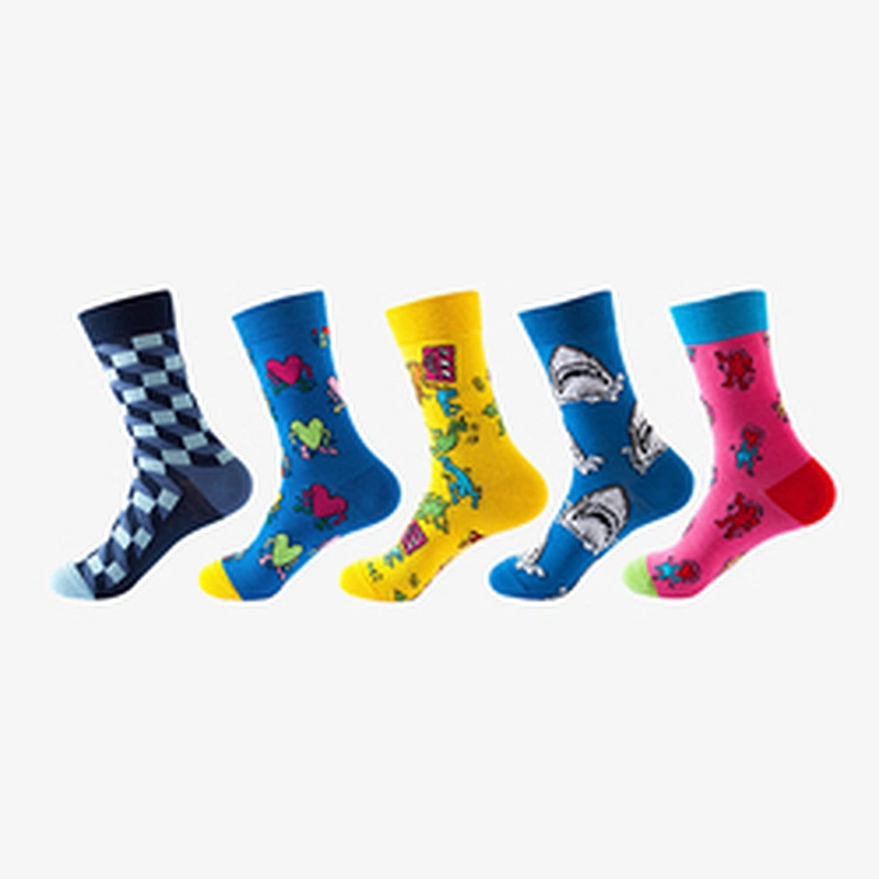 custom 40 units of men's novelty woven colorful crew patterned socks size EU37-44