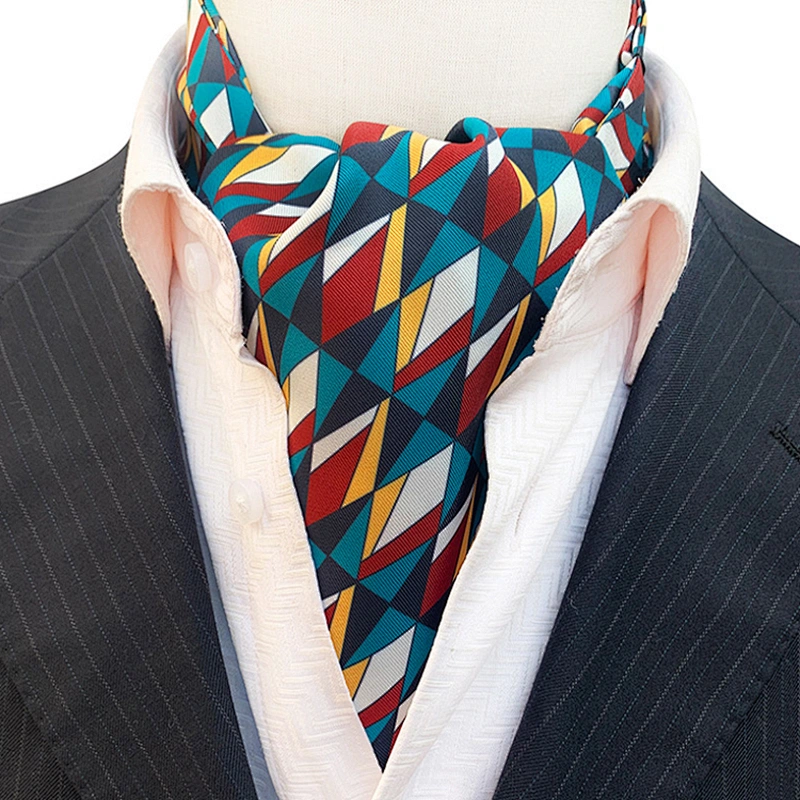 Casual Grid Folard Mens Ascot Jacquard Woven Ties For Men Italian Classic Paisley Cravate Homme