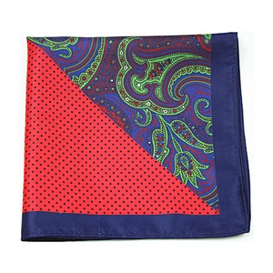 paisley handkerchief hand rolled four patterns with blue border pocket square for party DPS5382B