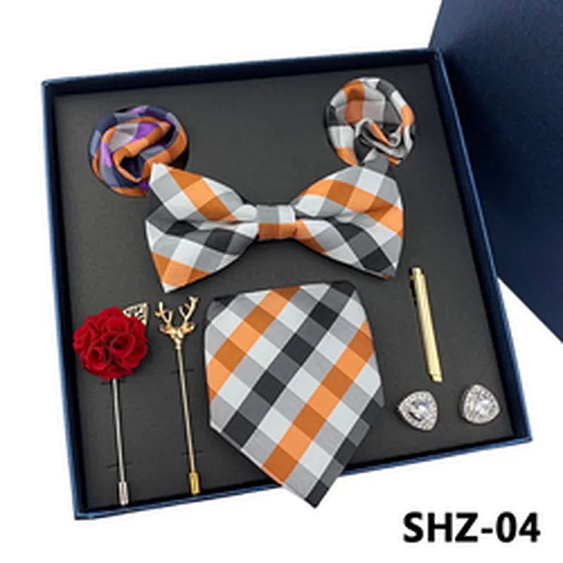 Solid Costume Cravate 8 Pieces Fashion Necktie Set Gift Box Luxury Mens Tie Sets Gift Box Paisley Neck Tie Gift Set