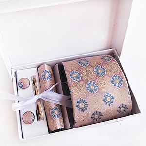 Casual Men Ties and Hanky Set Floral Tie Pocket Square and Cufflink Set Paisley Neckties With Pocket Squares