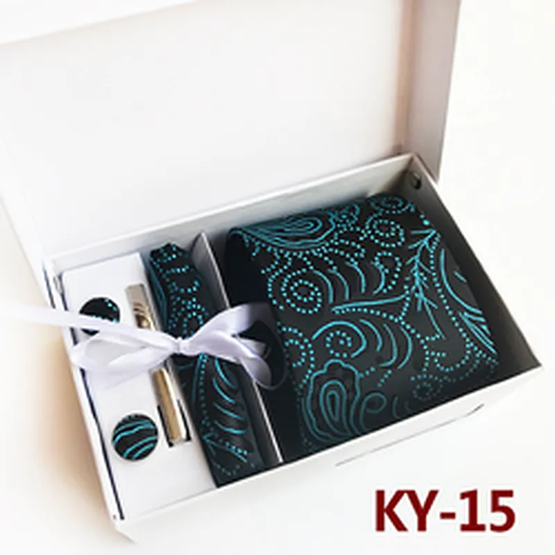 Floral Neckties With Pocket Squares Custom Men Ties and Hanky Set Casual Tie Clip Pocket Square and Cufflink Set Gift Box