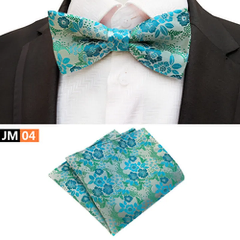 Casual Pocket Squares for Men Custom Mens Bow Ties and Hanky Sets Floral Men Bow Tie Sets Handkerchief Set