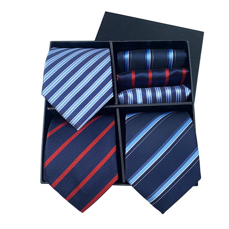 Fashion Luxury Gravata Masculina High Quality Men Ties Custom Mens Ties Silk Box Set Jacquard Necktie Set Gift Box With Logo