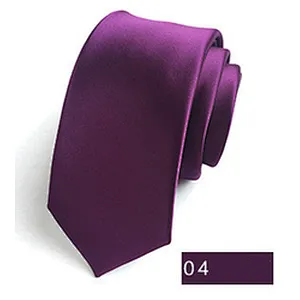 Wholesale Ties Men Custom Logo Classic Plain Slim Polyester Woven Solid color Necktie